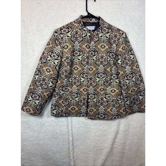 Kasper Womens Tapestry Jacket Size 14 Multicolor Geometric Pattern - Picture 1 of 16